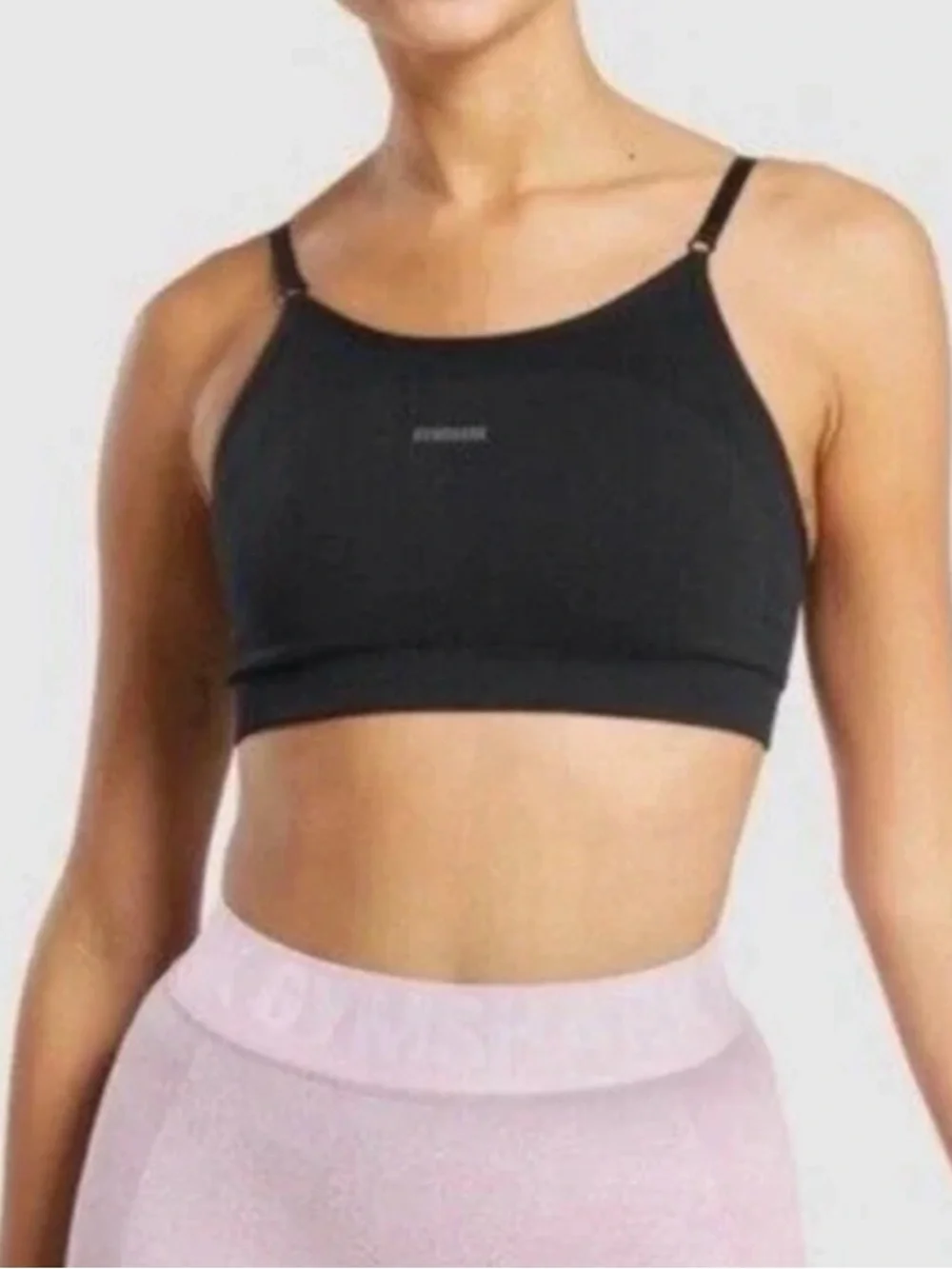 Gymshark Black High-Neck Strappy Sports Bralette - Picture 3 of 7